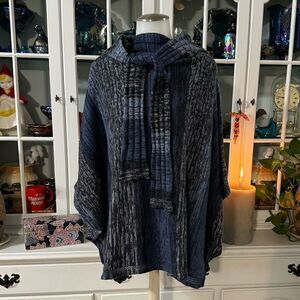 Anthropologie Sparrow Tie-Neck Sweater Wool Striped Size Small